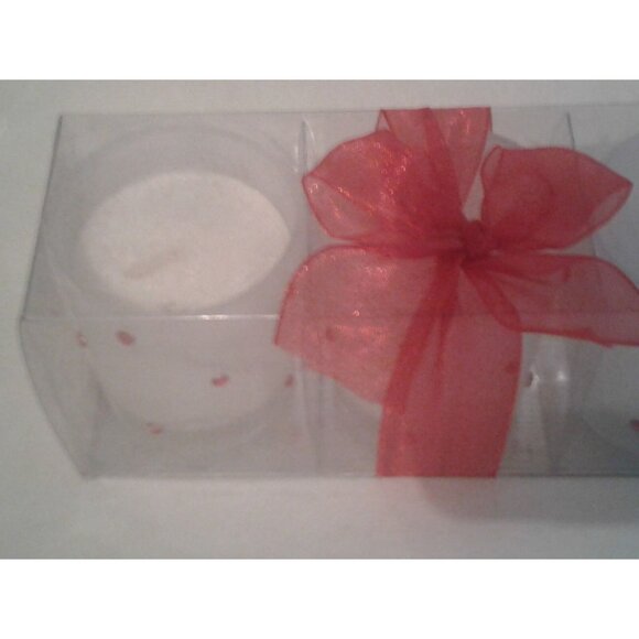 Candles White Red Rhinestones Votive  2 1/2 " Tall 2" Top Gift Box Set of 3 Spar - Picture 11 of 15